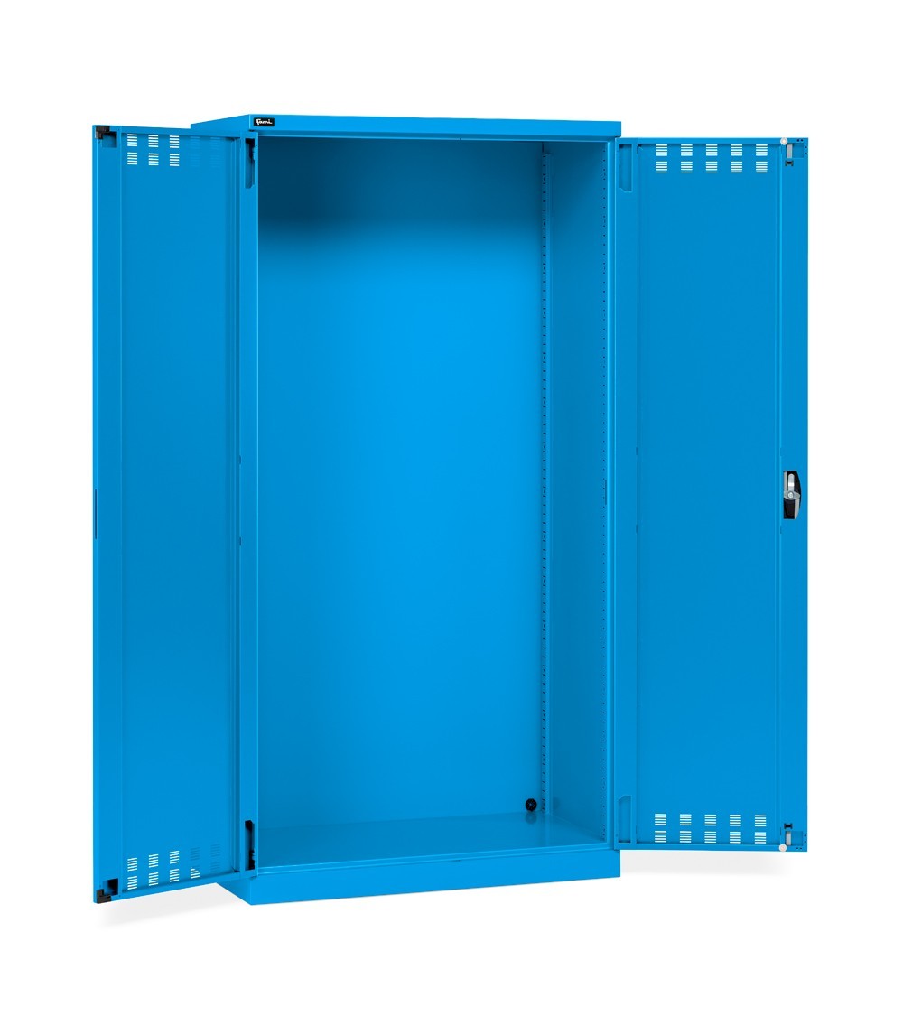 Schrank mit geschlitzten Türen und mit Zylinderschloss, RAL 5012