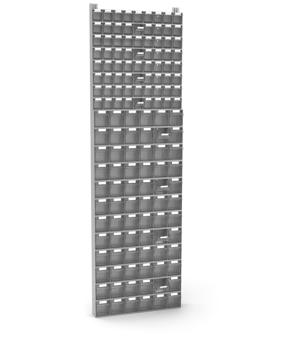 Regal mit 144 Schubladen Visual Box für Kleinteile, H2000 mm