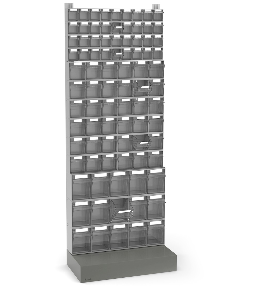 Regal für Kleinteile mit Sockel mit 87 Schubladen Visual Box, H1600 mm