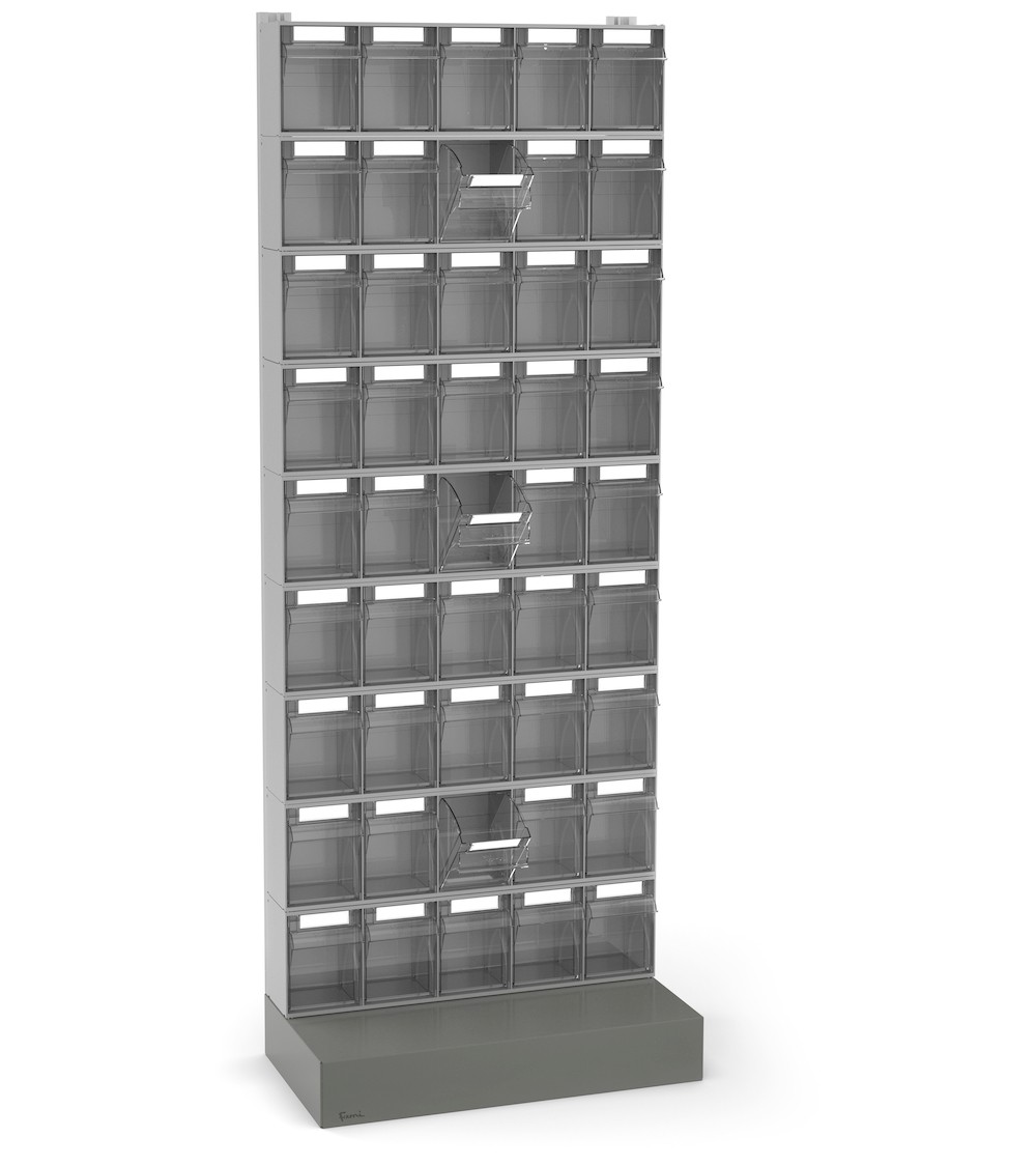 Regal für Kleinteile mit Sockel mit 45 Schubladen Visual Box, H1600 mm