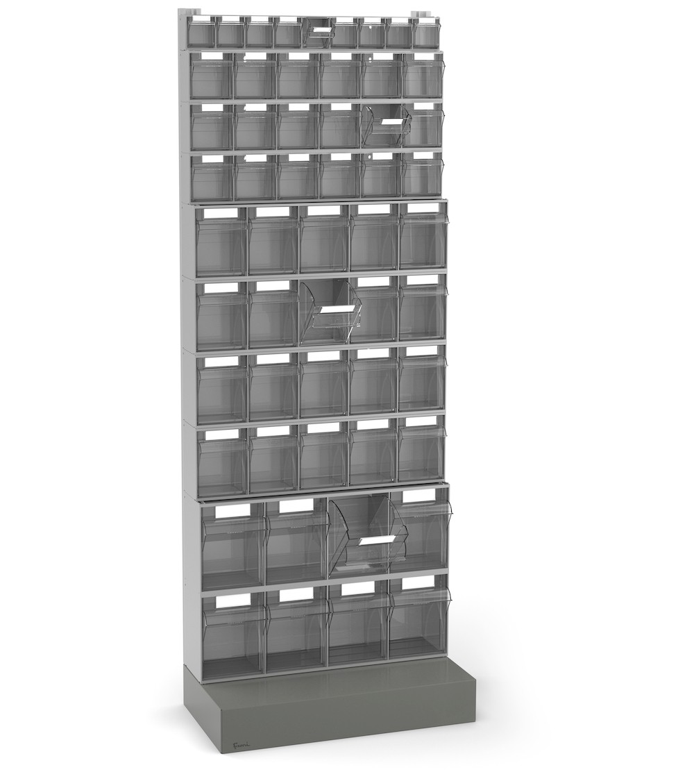 Regal für Kleinteile mit Sockel mit 55 Schubladen Visual Box, H1600 mm