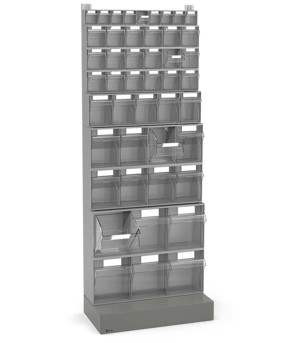 Regal für Kleinteile mit Sockel mit 46 Schubladen Visual Box, H1600 mm