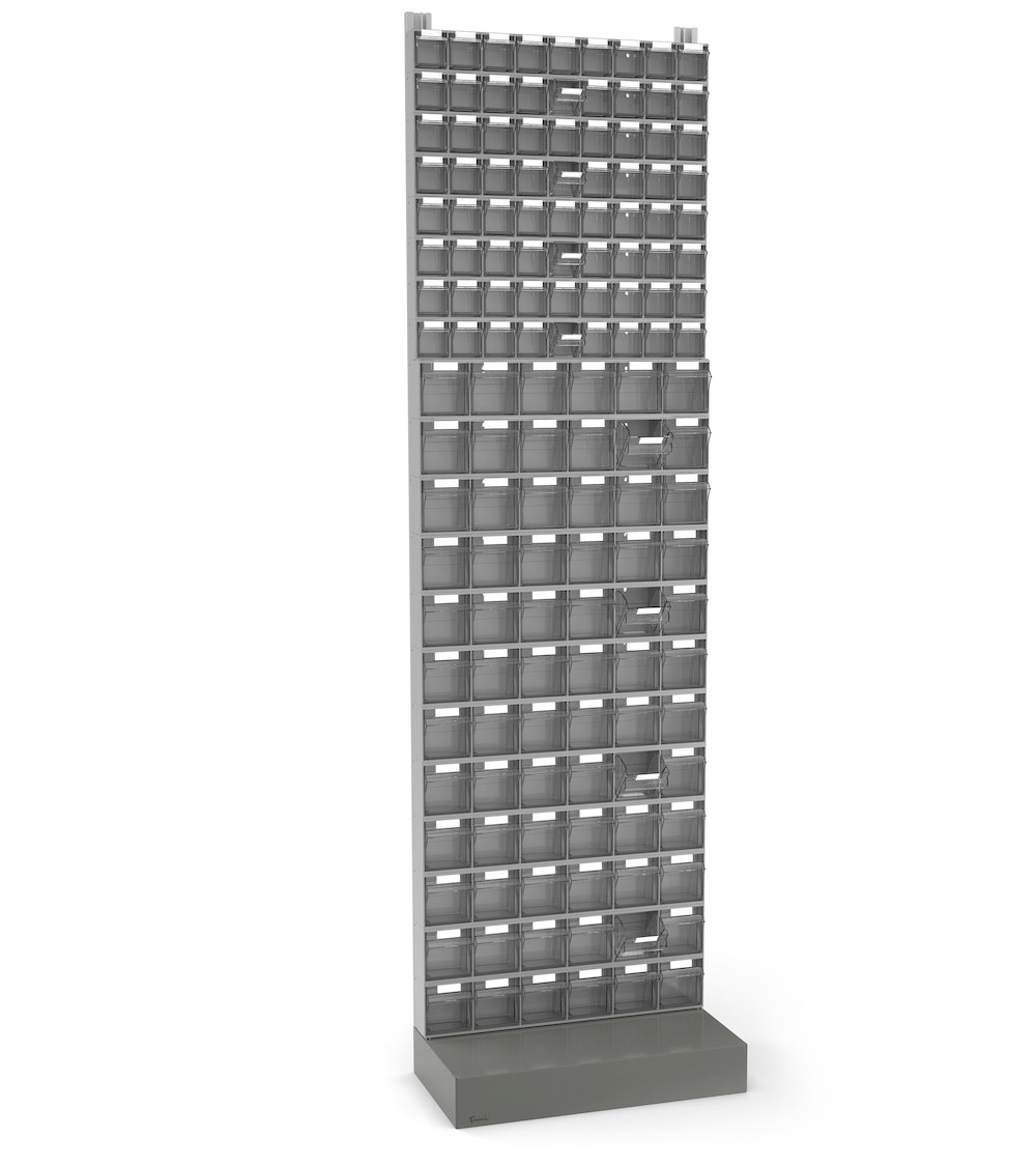 Regal für Kleinteile mit Sockel und 144 Schubladen Visual Box, H2100 mm