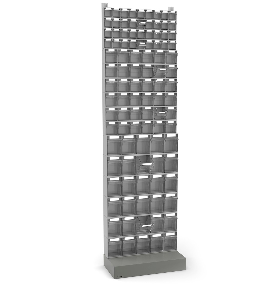 Regal für Kleinteile mit Sockel und 102 Schubladen Visual Box, H2100 mm