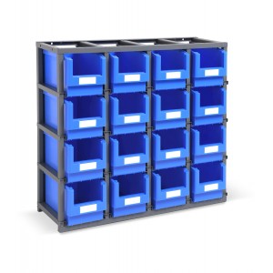 Einteiliges Regal für Kleinteile mit 16 Behältern Picking Box Classic, Größe  3,  B1025 xT355 x H885 mm
