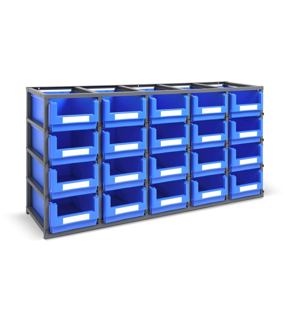 Einteiliges Regal für Kleinteile mit 16 Behältern Picking Box Classic, Größe  4,  B1025  x T355 x H885 mm