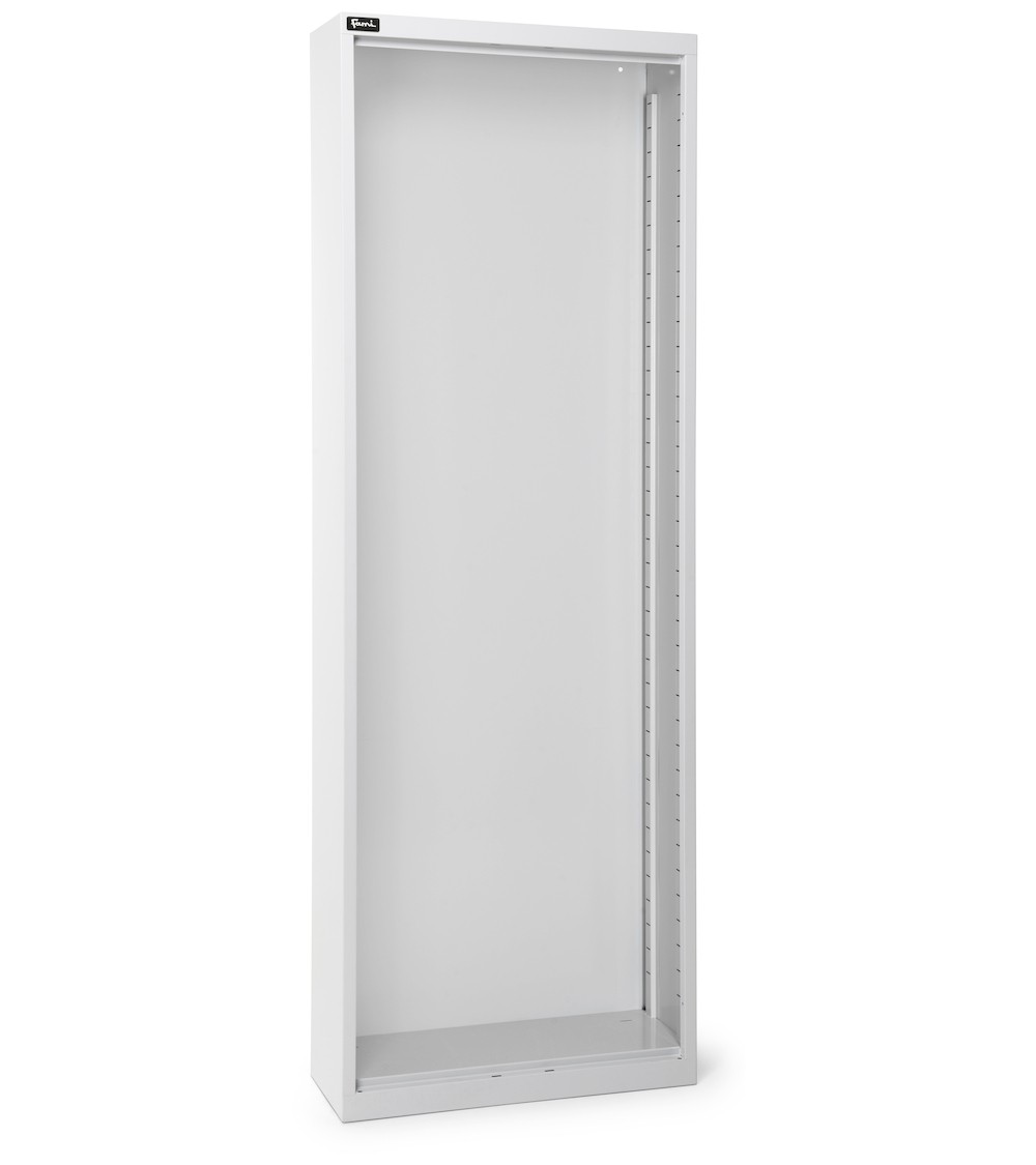 Leerer Behälterschrank ohne Türen für Sichtlagerkästen Picking Box Air, B700 x T267 x H1996 mm, Hellgrau