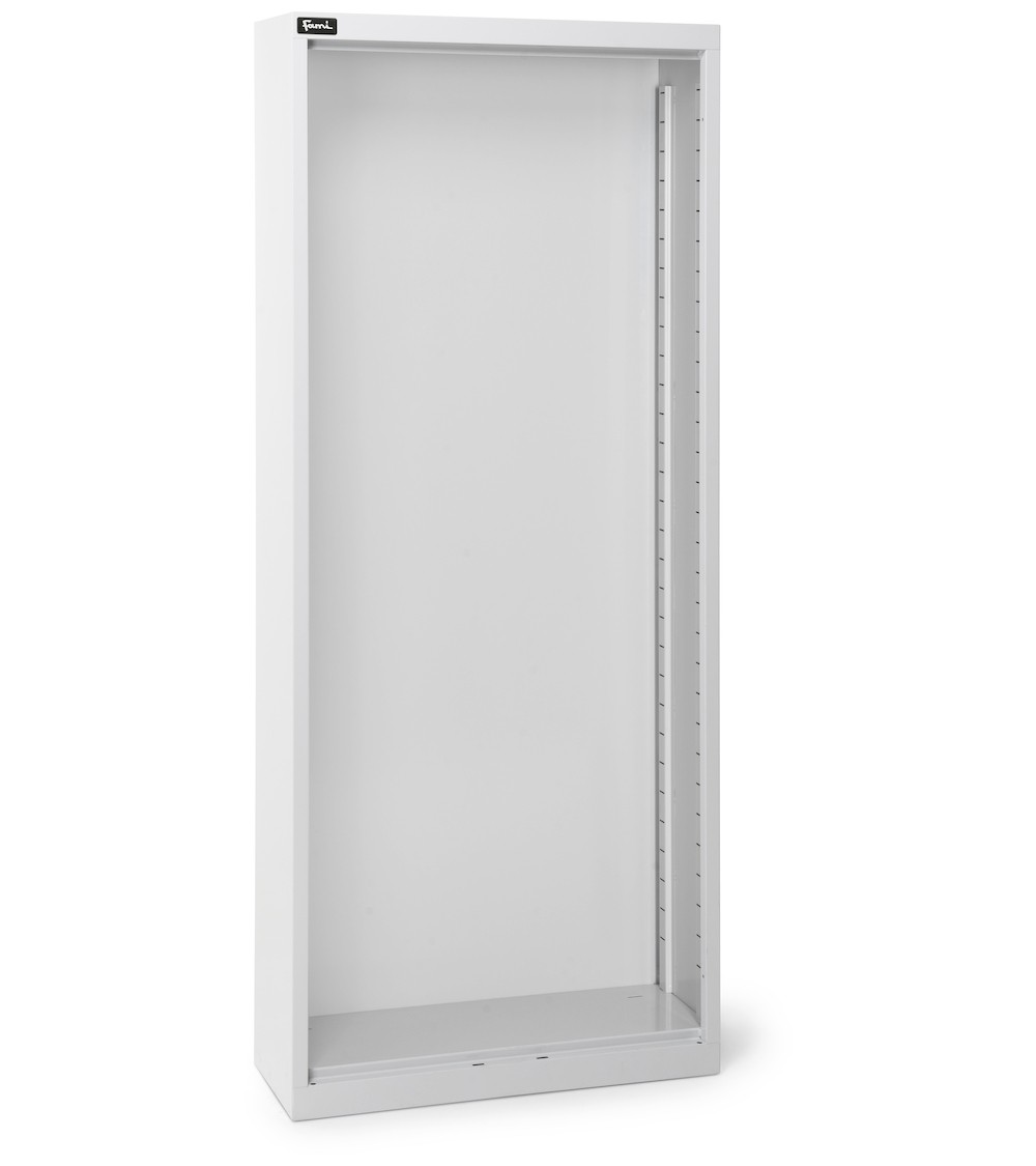 Leerer Behälterschrank ohne Türen für Sichtlagerkästen Picking Box Air, B700 x T267 x H1651 mm, Hellgrau