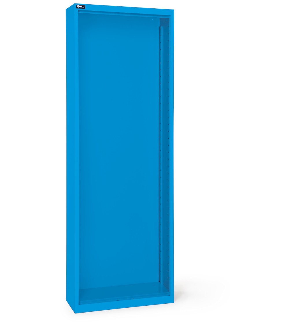 Leerer Behälterschrank ohne Türen für Sichtlagerkästen Picking Box Air, B700 x T267 x H1996 mm, Blau