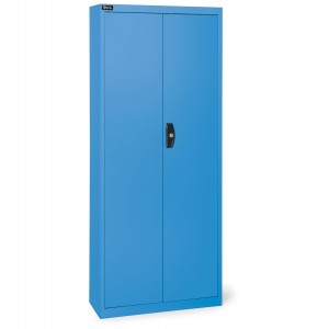 Behälterschrank mit Flügeltüren, 10 Böden und 48 Sichtlagerkästen Picking Box Air Größe 1/2, H 1651 mm, Blau