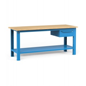 Werkbank für Werkstatt mit 1 Schublade, 200 cm, Blau