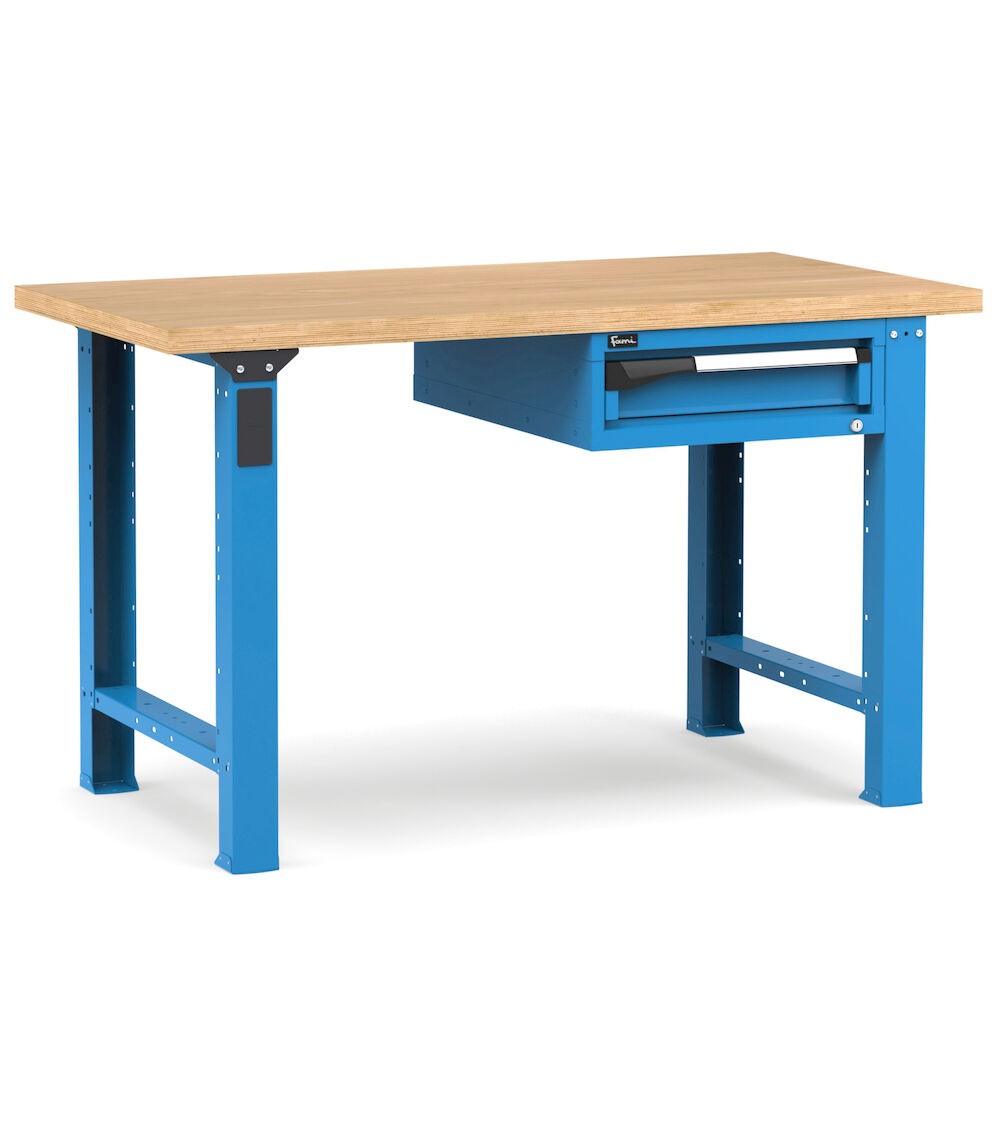 Professionelle Werkbank mit 1 Schublade, 150 cm, Blau und Anthrazit