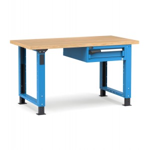 Regulierbare professionelle Werkbank mit 1 Schublade, 150 cm, Blau und Anthrazit