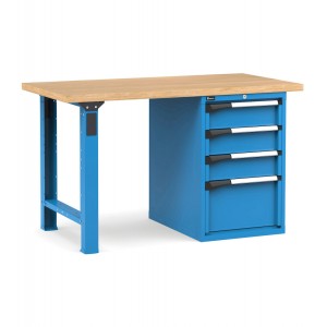 Professionelle Werkbank mit 4 Schubladen 3x150 1x300, 150 cm, Blau und Anthrazit