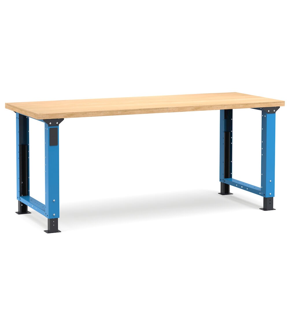 Höhenverstellbare professionelle Werkbank, 200 cm, Blau und Anthrazit