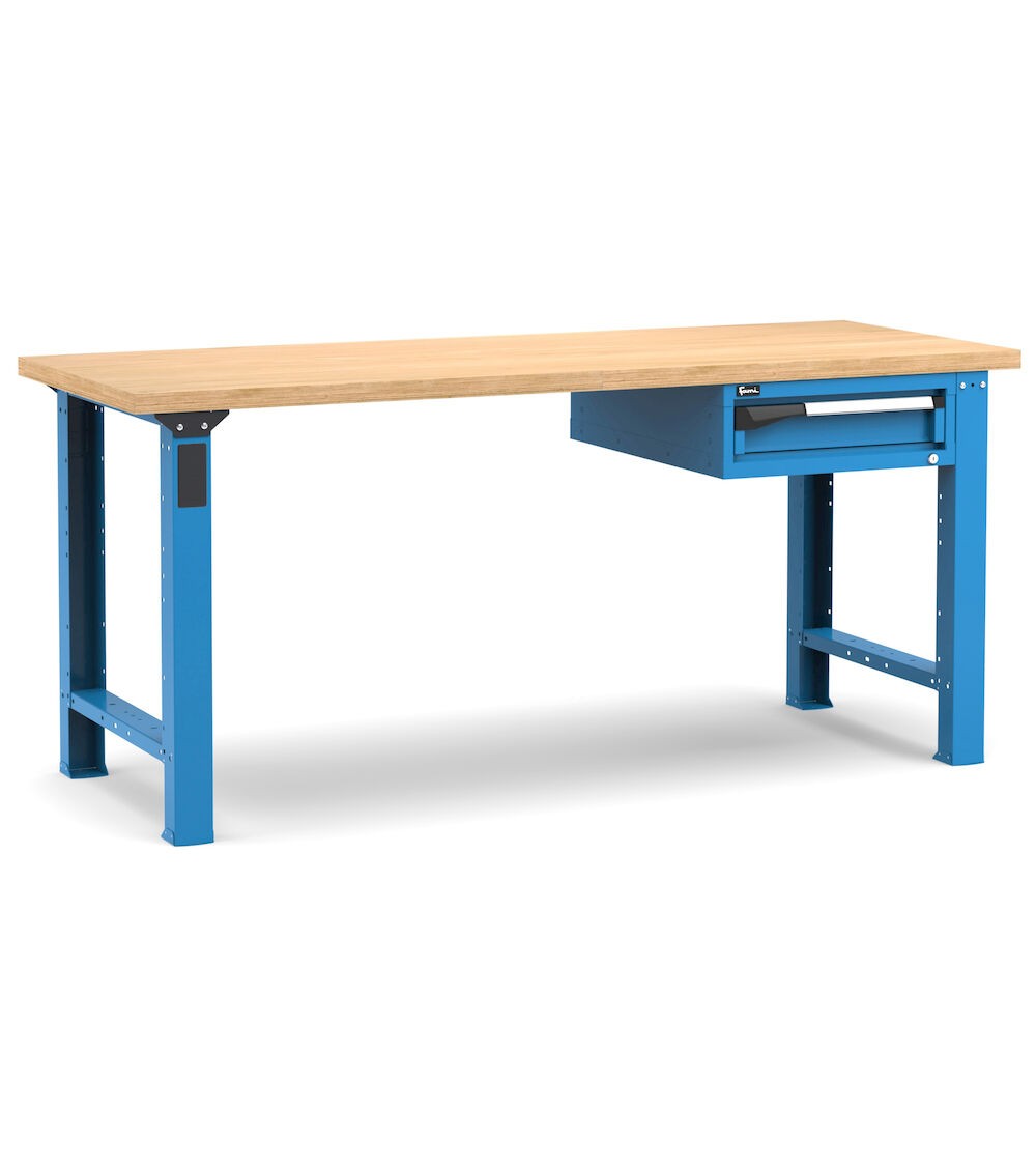 Professionelle Werkbank mit 1 Schublade, 200 cm, Blau und Anthrazit