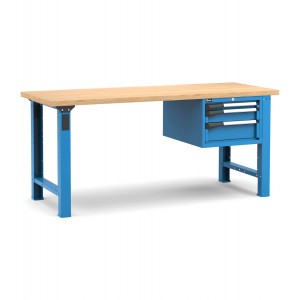 Professionelle Werkbank mit 3 Schubladen, 200 cm, Blau und Anthrazit