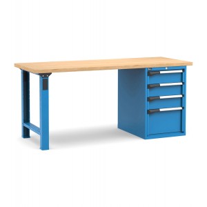 Professionelle Werkbank mit 4 Schubladen 1x100 2x150 1x200, 150 cm, Blau und Anthrazit