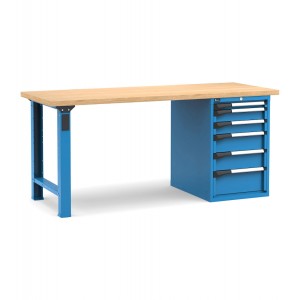 Professionelle Werkbank mit 6 Schubladen, 200 cm, Blau und Anthrazit