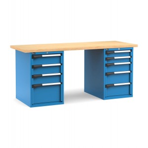 Professionelle Werkbank mit 9 Schubladen, 200 cm, Blau