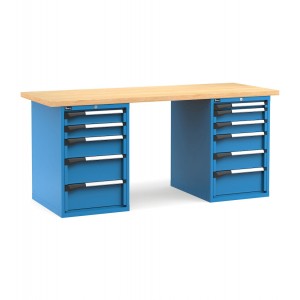 Professionelle Werkbank mit 11 Schubladen, 200 cm, Blau