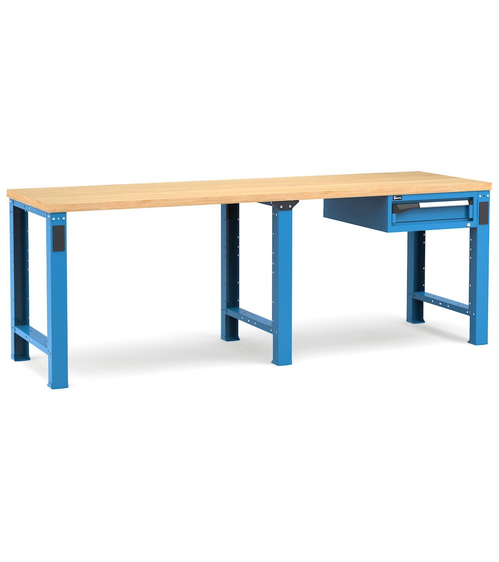 Professionelle Werkbank mit 1 Schublade, 250 cm, Blau und Anthrazit