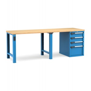 Professionelle Werkbank mit 4 Schubladen 3x150 1x300, 250 cm, Blau und Anthrazit