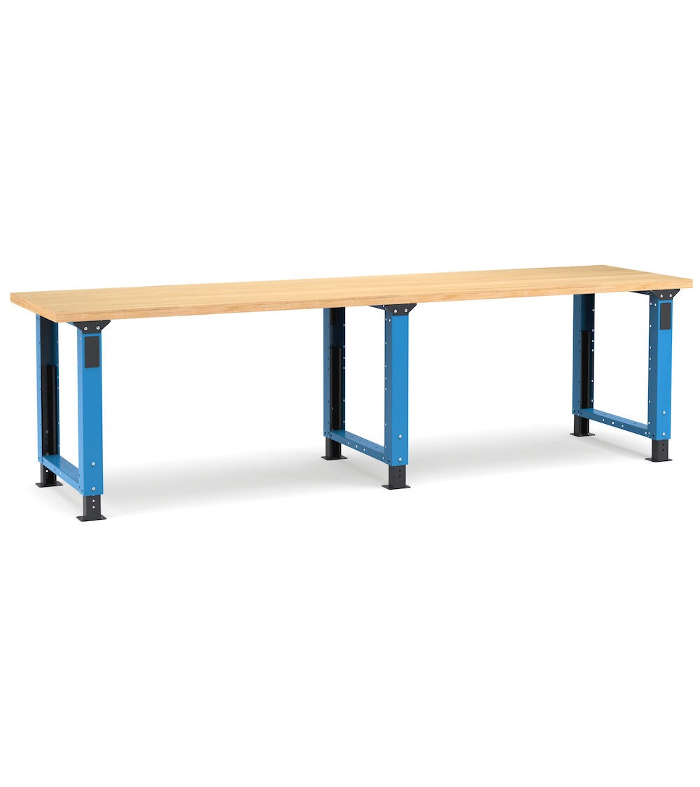 Höhenverstellbare professionelle Werkbank, 300 cm, Blau und Anthrazit