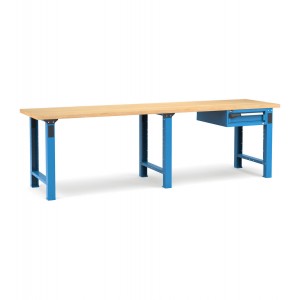 Professionelle Werkbank mit 1 Schublade, 300 cm, Blau und Anthrazit