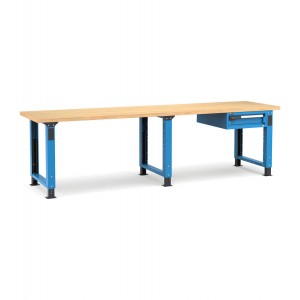 Regulierbare professionelle Werkbank mit 1 Schublade, 300 cm, Blau und Anthrazit