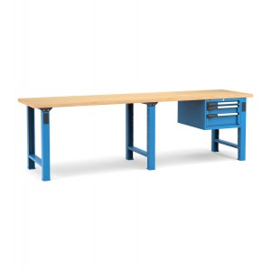 Professionelle Werkbank mit 3 Schubladen, 300 cm, Blau und Anthrazit