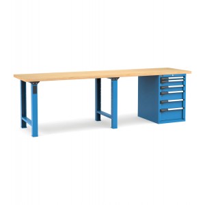 Professionelle Werkbank mit 6 Schubladen, 300 cm, Blau und Anthrazit