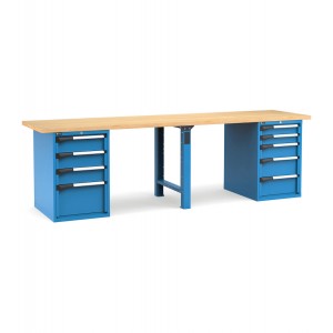 Professionelle Werkbank mit 9 Schubladen, 300 cm, Blau und Anthrazit