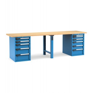 Professionelle Werkbank mit 11 Schubladen, 300 cm, Blau und Anthrazit