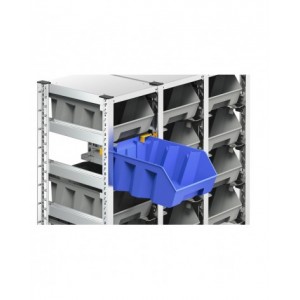 Scaffale aggiuntivo superiore e laterale con 12 contenitori a bocca di lupo mis. 3 e guide, L838 x P421 x H1048 mm