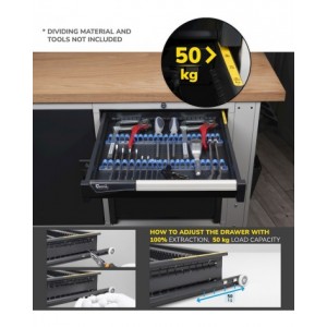 Banco con armadio a 4 cassetti e parete forata, MASTERBR2014