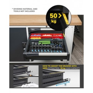 Banco con armadio a 4 cassetti e parete forata, MASTERBR2014