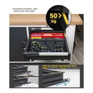 Banco con armadio a 4 cassetti e parete forata, MASTERBR2014
