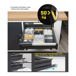 Banco con armadio a 4 cassetti e parete forata, MASTERBR2014