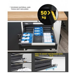 Banco con armadio a 4 cassetti e parete forata, MASTERBR2014