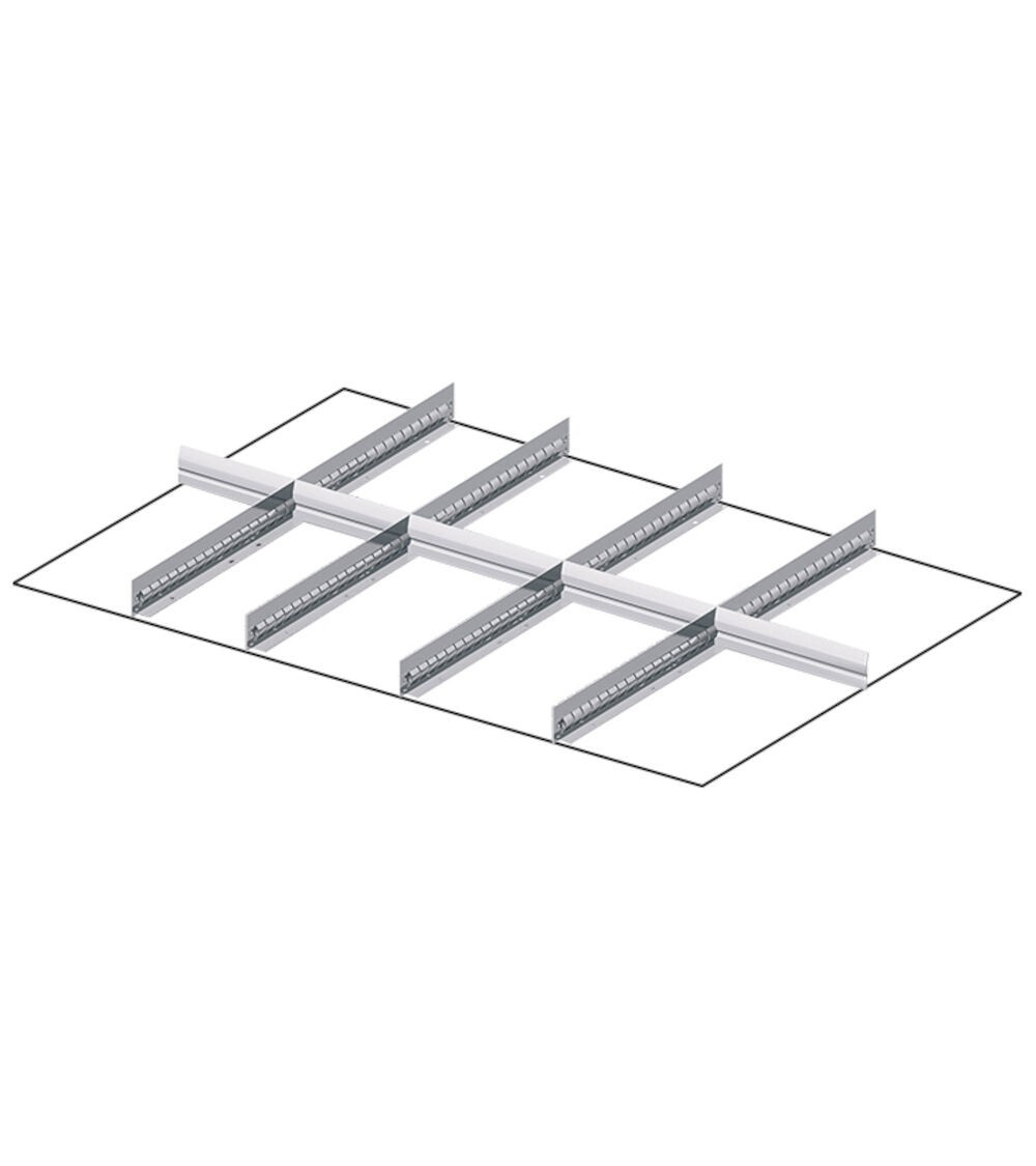 Set 4 divisori longitudinali, 5 divisori trasversali per cassetti con H 300 mm, 54x36 EH