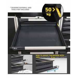 Cassettiera porta attrezzi con ruote, 7 cassetti 2x75 4x100 1x150, L561 x P726 x H1022 mm