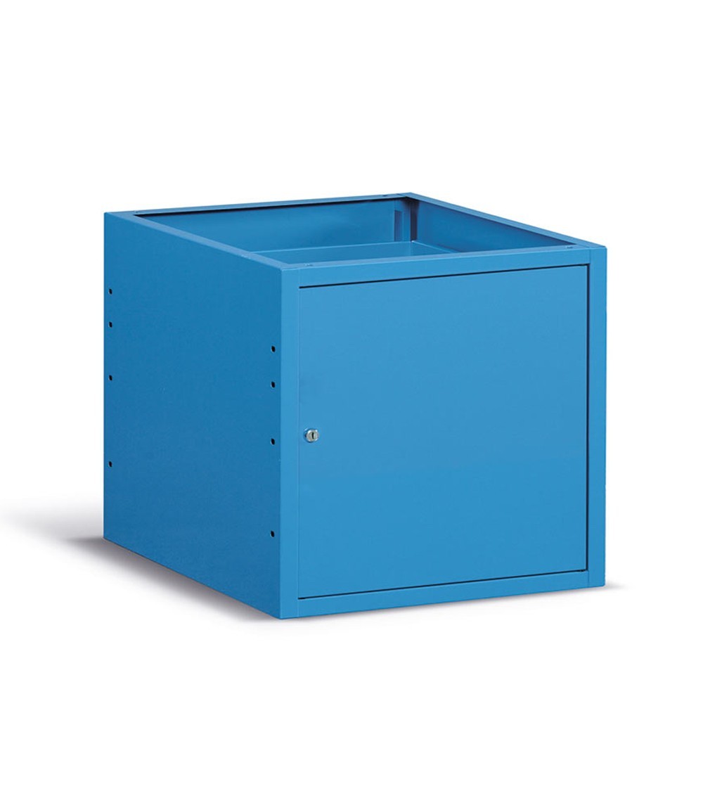 Schubladenschrank mit Tür und verstellbarem Fachboden, 63 cm, blau