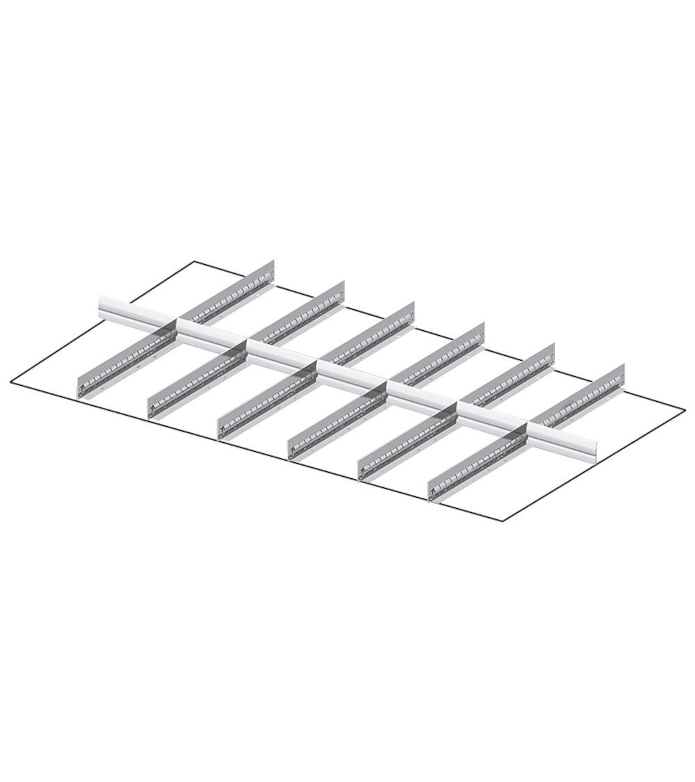Set 6 divisori longitudinali, 7 divisori trasversali per cassetti con H 100/125 mm, 64X36 EH