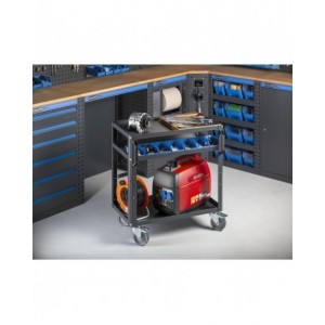 Arredo angolare per officina, L1560+1256 x P495 x H1900 mm