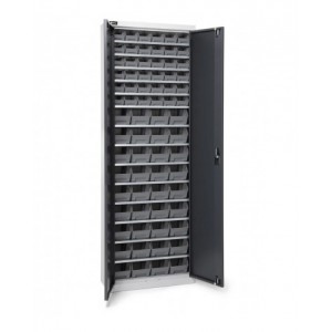 Armadio portacontenitori a battente, 14 piani e 72 contenitori Picking Box Air mis. 1/2, H 1651 mm, grigio chiaro e antracite
