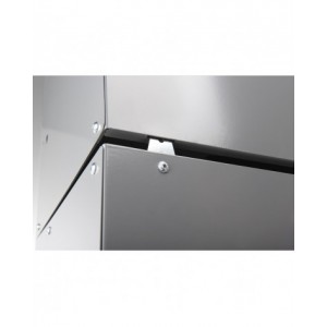 Scaffale a 4 ripiani grigio chiaro con 9 contenitori RK Box Air antracite con coperchi e frontalini , L496 x P304 x H546 mm