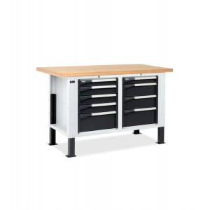 Banco da lavoro MASTERBR1503 con 1 armadio a cassetti con 4 cassetti e 1 armadio a cassetti con 5 cassetti