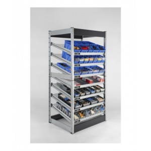 Scaffalatura kanban con 7 piani inclinati e separatori, L1057 x P821 x H2016 mm