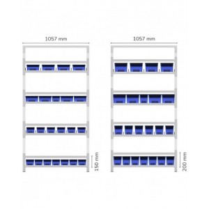 Scaffalatura kanban con 7 piani inclinati e separatori, L1057 x P821 x H2016 mm